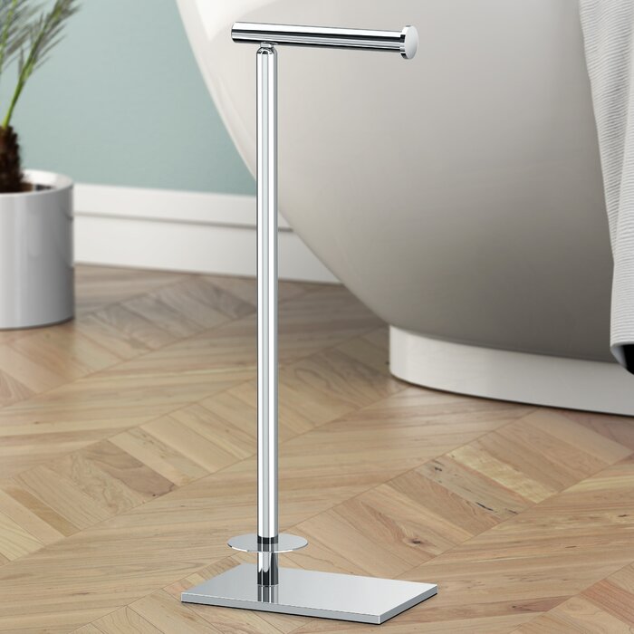 Gatco Modern Tissue Free Standing Toilet Paper Holder with Storage